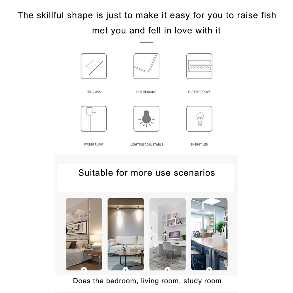 Мини умный аквариум Betta Fish креативный для рыб домашний OfficeTea украшение стола