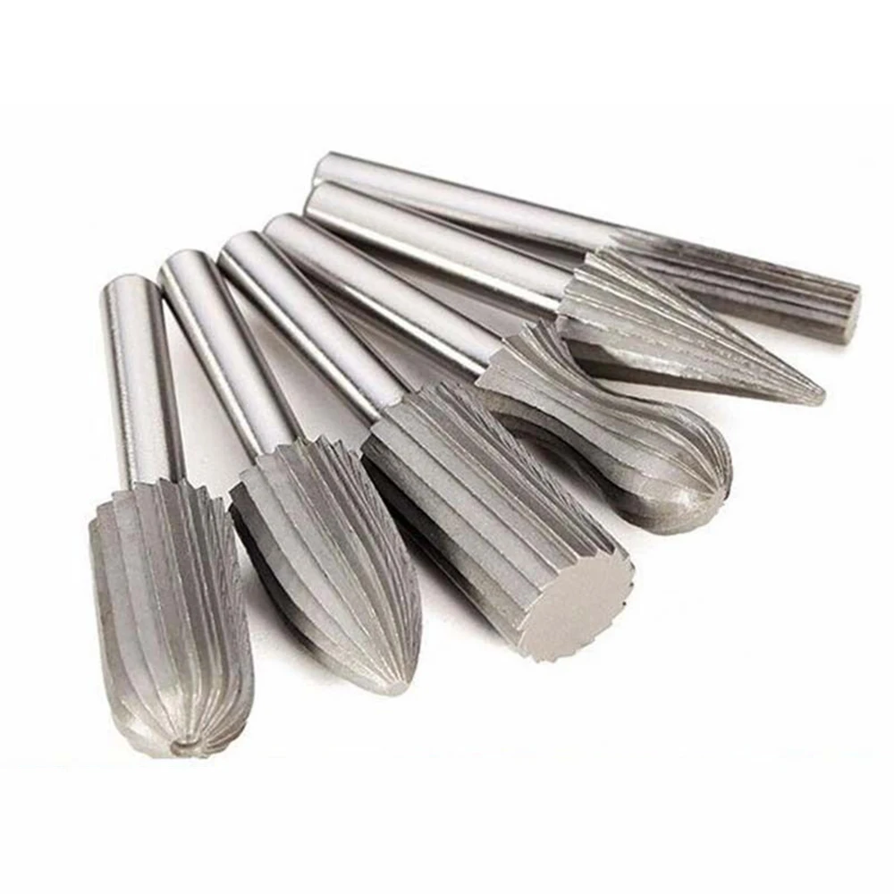 

6Pcs Hard High Speed Steel Woodworking Rotary Burr Engraving Grinding Bit Tools Trimmer Woodworking Rotary File Power Tools