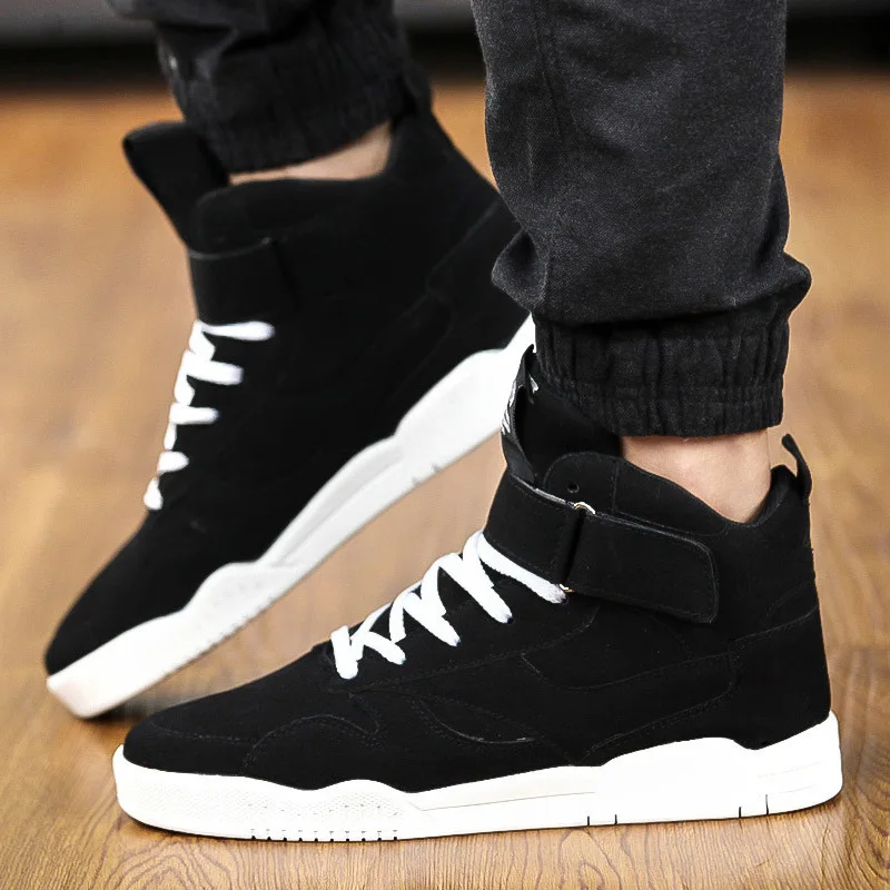 Hook Loop Men Canvas Casual Shoes High Top Sewing Flat Vulcanize Solid Lace-Up Spring Autumm Breathable Boys Sneakers | Обувь