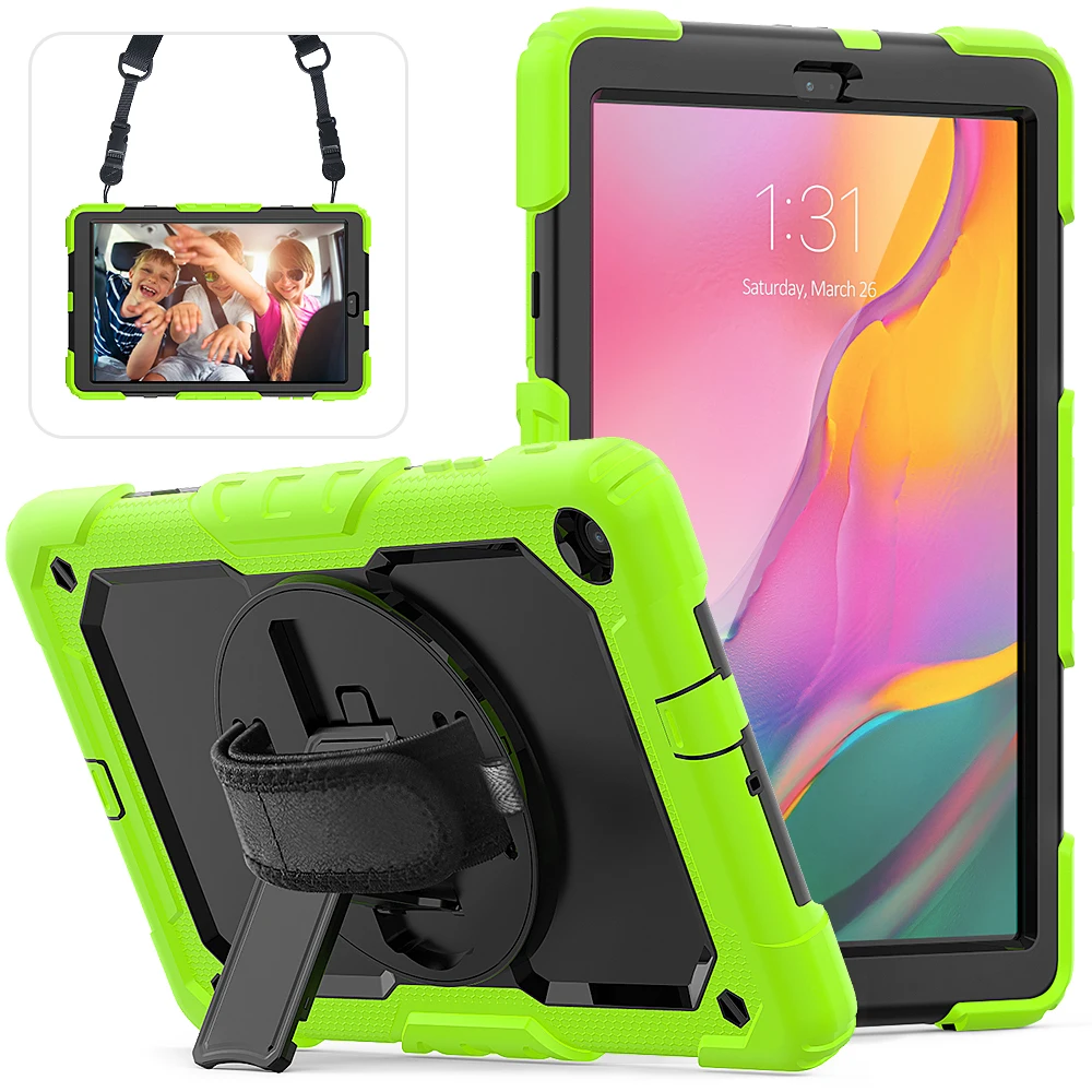 360 Вращающийся чехол для Samsung Galaxy Tab A 10,1 T510 T515 SM-T510 SM-515 чехол для планшета с ремешком на плечо+ ручка+ пленка