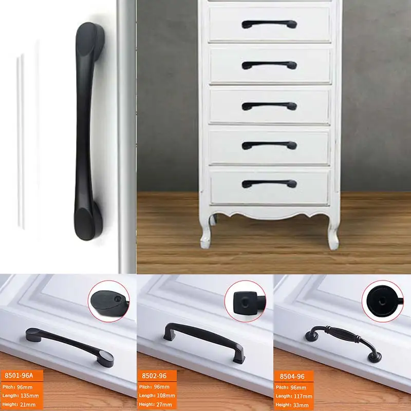 Аппаратные средства 1 шт. ручки шкафа ящика Твердые Алюминий сплав Черная для