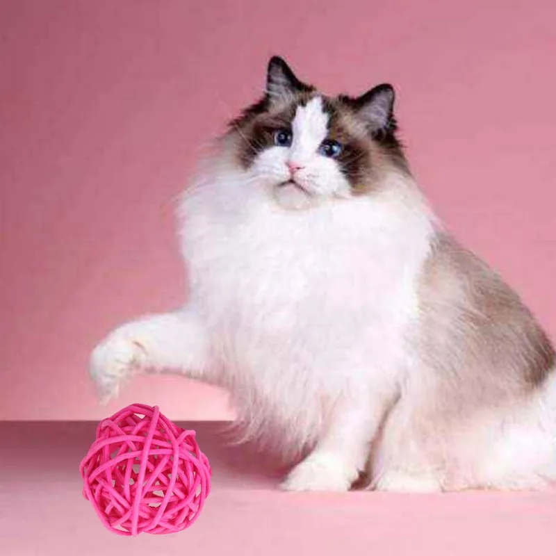 5 комплектов плетеная трость из ротанга Красочные Кошки Колокольчик для котенка