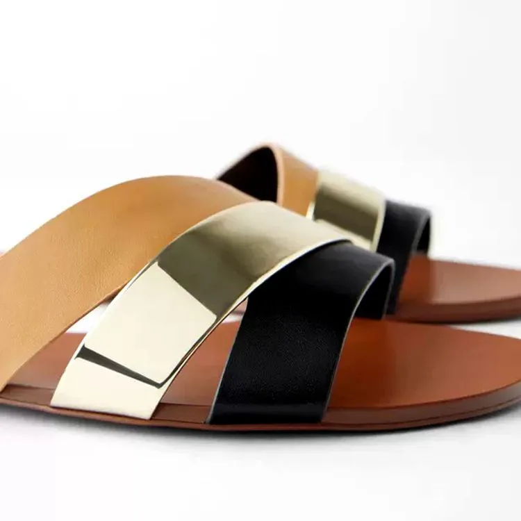 

Flat Shoes Female Woman's Slippers Luxury Slides 2021 Designer Soft Rome PU Rubber Fashion Scandals Basic Shoes Woman 2021 Slipp