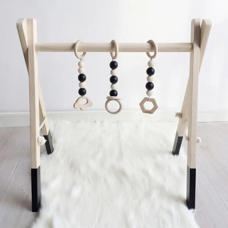 

Nordic Style Baby Gym Play Nursery Sensory Ring-pull Toy Wooden Frame Infant Room Decorations Toddler Clothes Rack Gift