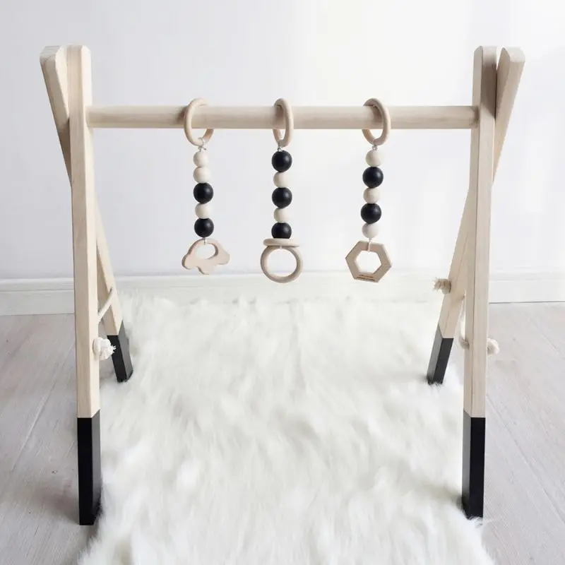 Nordic Style Baby Gym Play Nursery Sensory Ring-pull Toy Wooden Frame Infant Room Decorations Toddler Clothes Rack Gift | Игрушки и