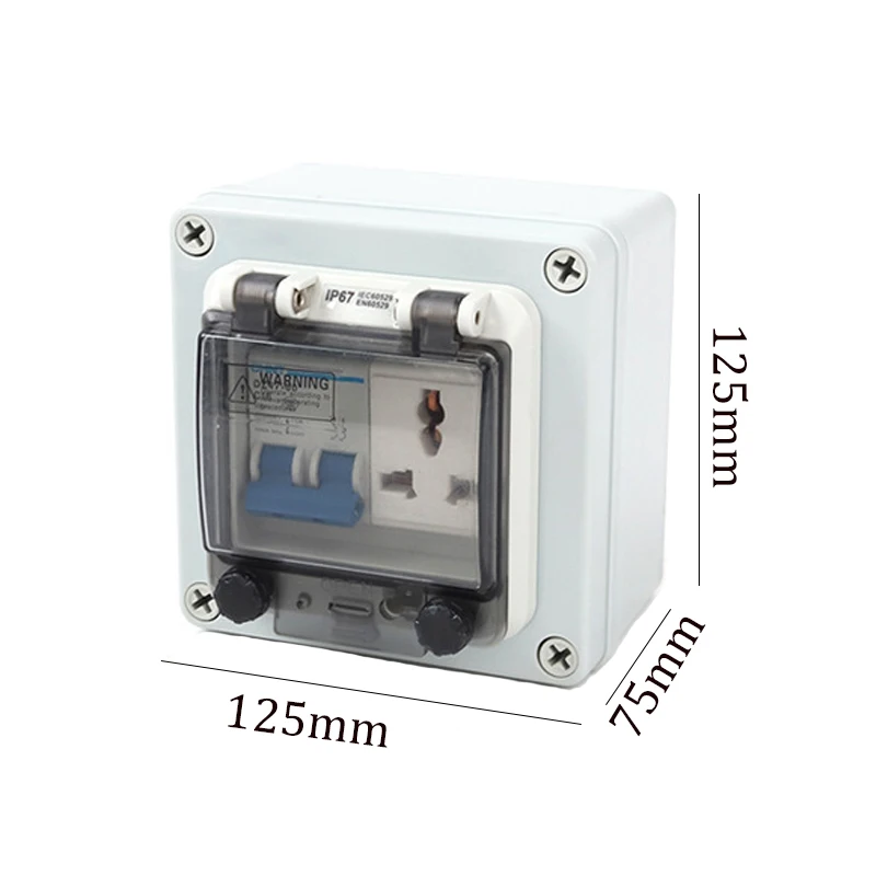 

125*125*75 outdoor waterproof switch socket box 4 power distribution control open box IP67 plastic flip electric power box