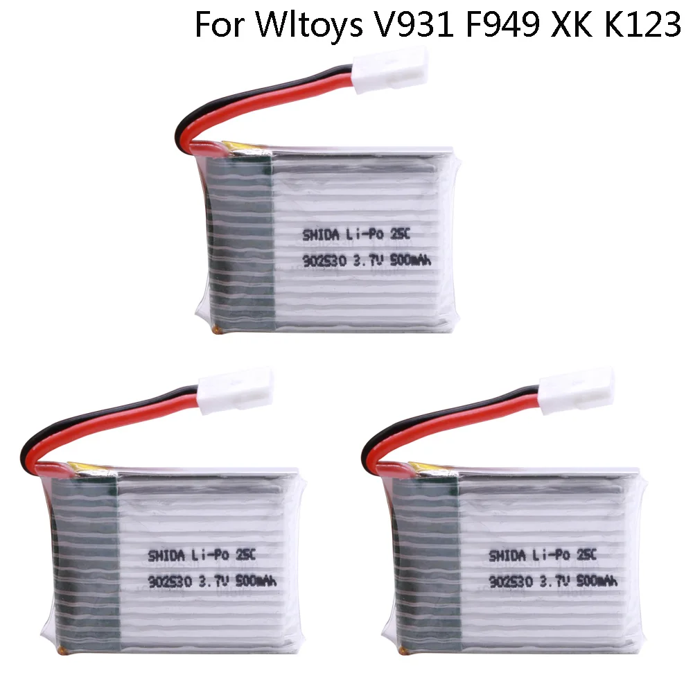1/2/3 шт. 3 7 В 500 мАч 25C 1S LiPo аккумулятор для Wltoys V931 F949 XK K123 6Ch Запчасти