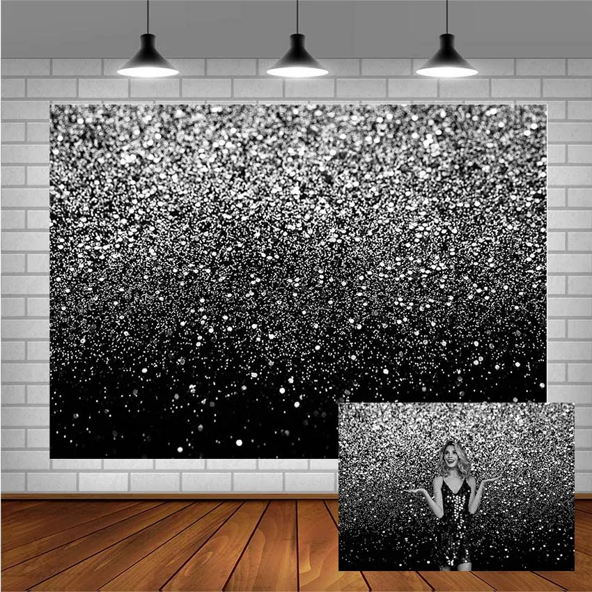 

Avezano Photography Backgrounds White Sequins Fashion Black Backdrops For Photo Studio Photocall Photozone Decoration Wallpaper