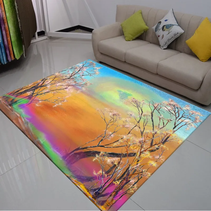 Художественный водонепроницаемый ковер с изображением листьев дерева домашний