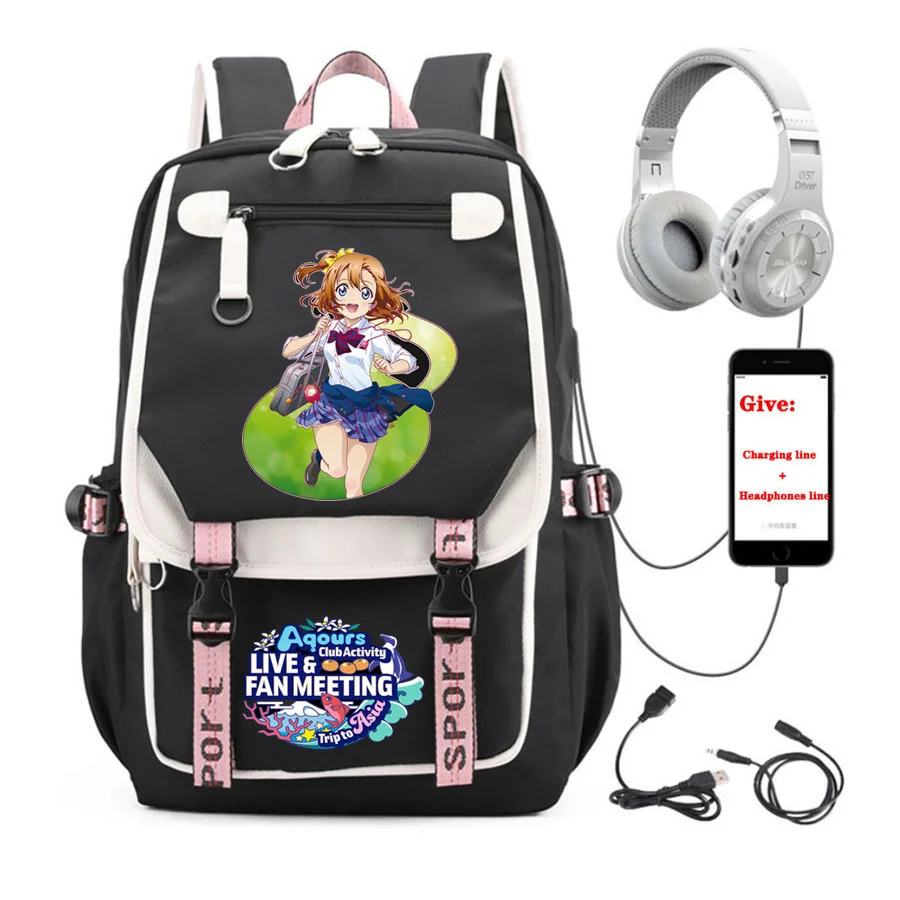 

USB Charging teenagers Laptop packsack anime Love Live backpack boys Girl School book Bag Women men Travel Backpack