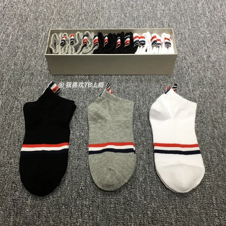 

Fashion 2021 TB Brand Socks Men Women Cotton Striped No Show Casual Sports Crew Socks Ankle Ins 6 Pairs