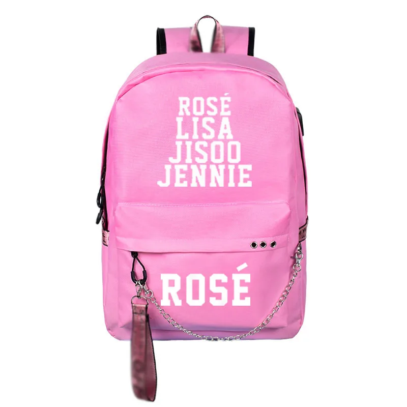 SBA12770104 BlackPink Rose Lisa JENNIE USB Рюкзак Школьные сумки черный розовый Mochila дорожные сумки для ноутбука наушники USB порт - Цвет: SBA12770104