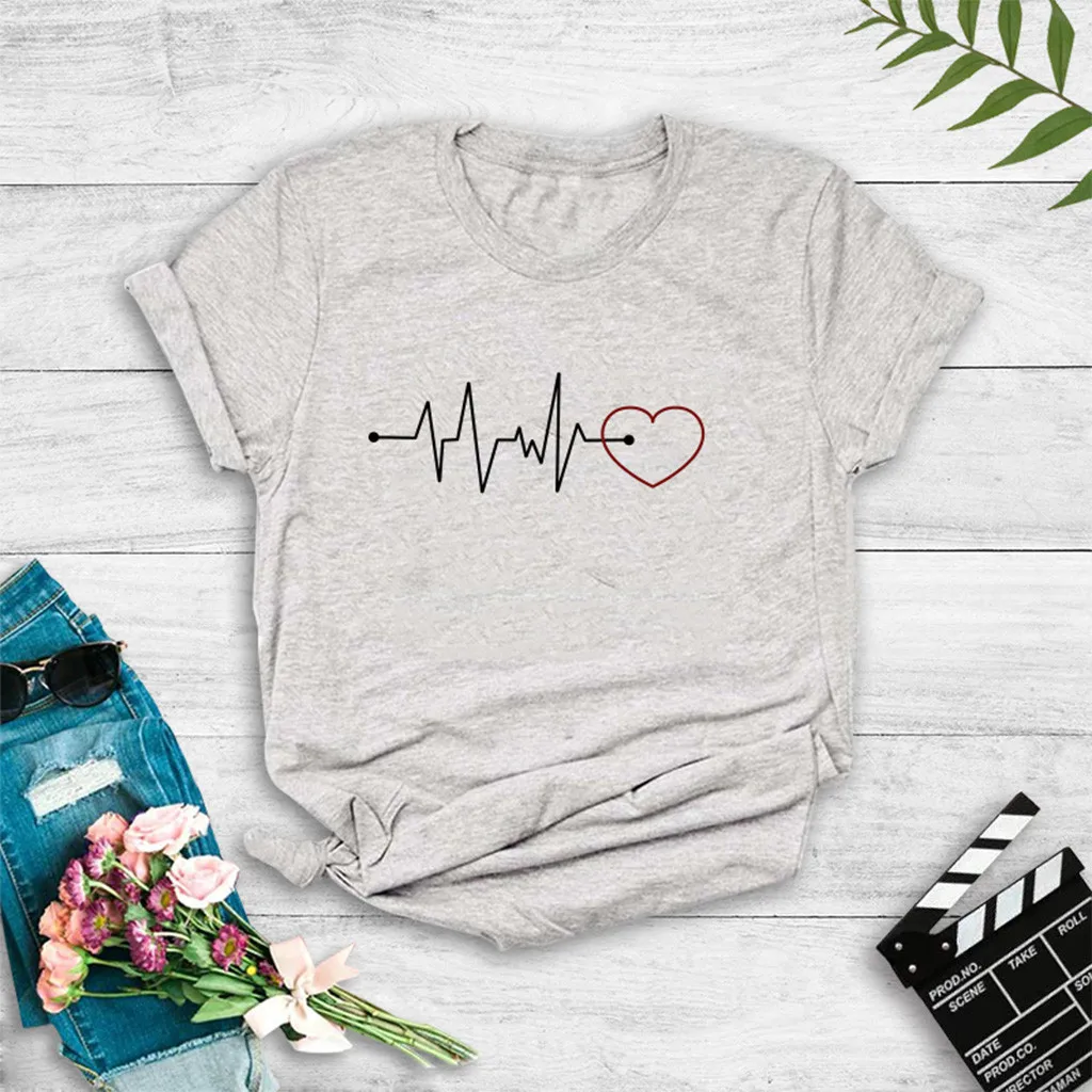 Женская Повседневная Свободная блузка с круглым вырезом и коротким рукавом