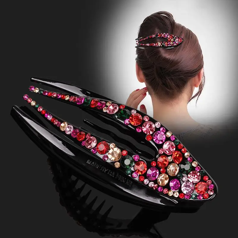 

Trendy Hair Grip Women Rhinestone Hairpin Lady Fashion Convenient Charm Duck Clip Hair Clip Hair Pin Elegant Hair Accessories