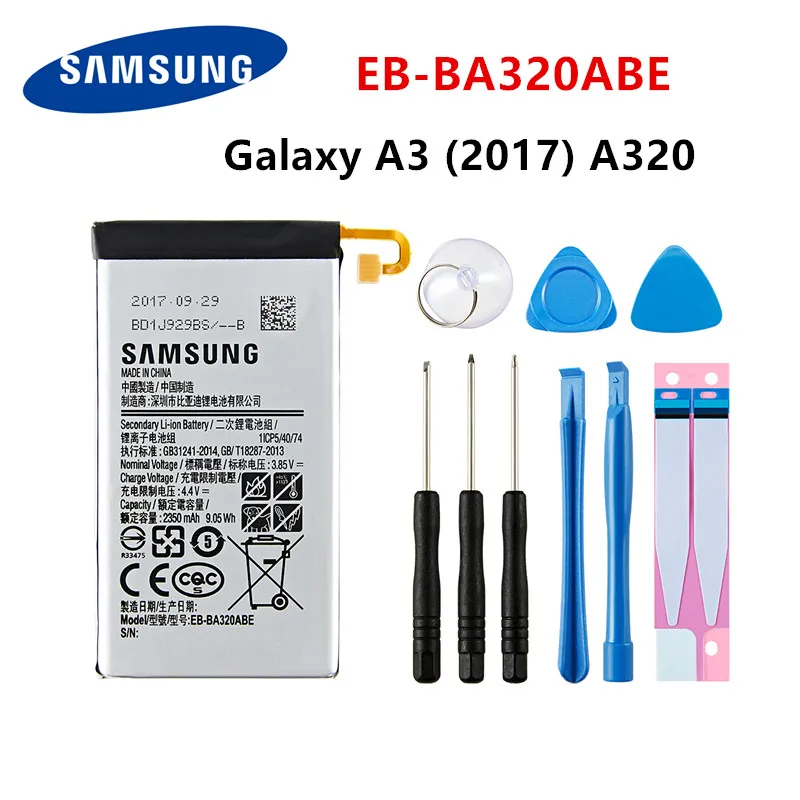 Оригинальный телефон SAMSUNG аккумулятор 2350 мАч для Samsung Galaxy A3 (2017) A320 EB-BA320ABE A320Y A320FL
