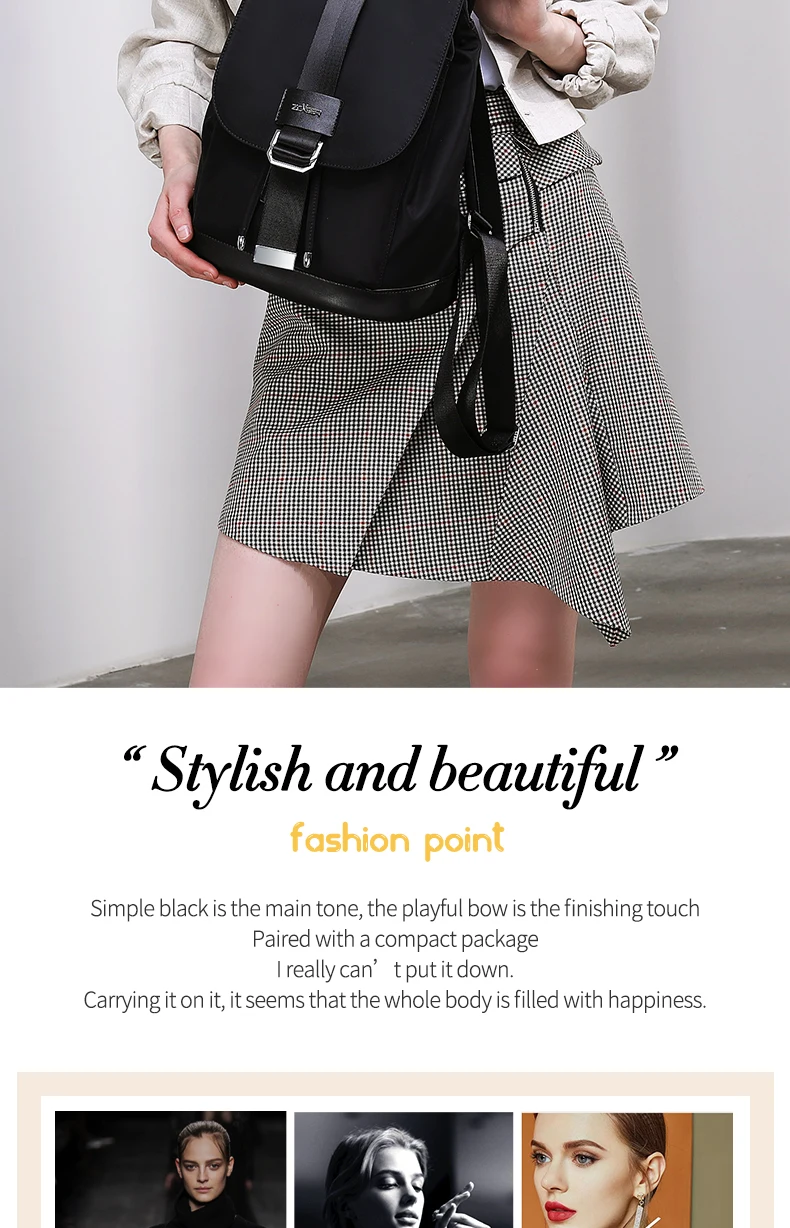 hot! Women's Backpack Student Bag Teen Girl Nylon Buckle Design Black Femme Mochila Women's Backpack Fashion Sac A Dos