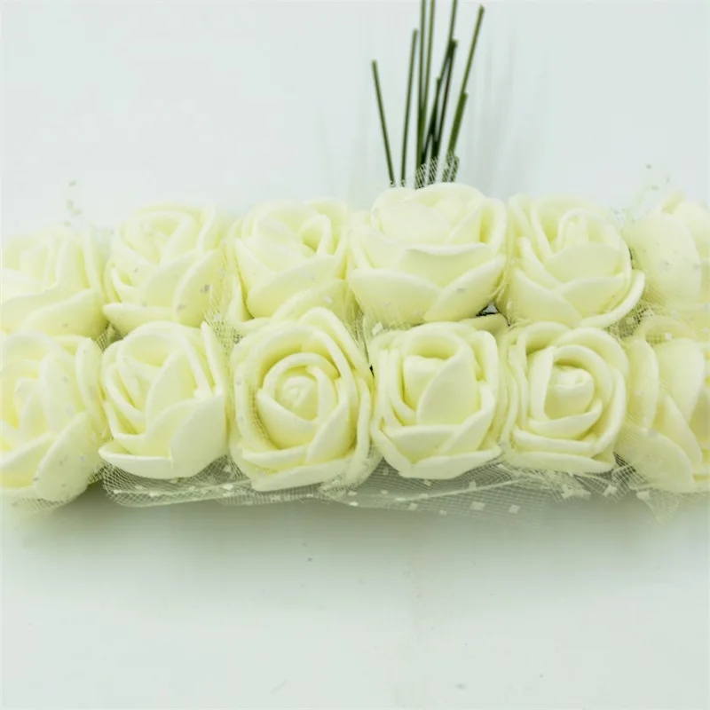 Milk white 144 шт мини-букет из искусственных пузырей с розами, разноцветный Свадебный домашний декор, скрапбукинг, искусственные цветы, аксессуары для венков - Цвет: Milk white