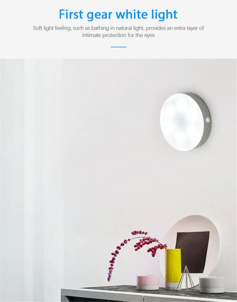 

Warm Corridor Cabinet Light 6 LED Charging Touch Switch Sensor Lamp Durable Stepless Dimming Dual Color Chargeable Lights