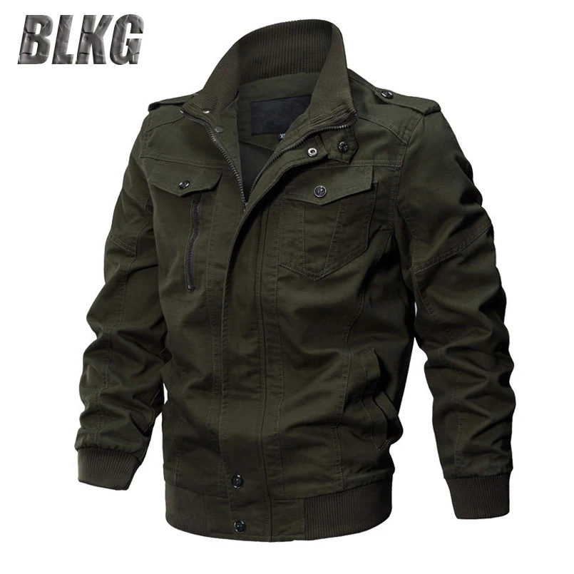 Куртка бомбер BLKG мужская с воротником стойкой повседневная хлопковая дышащая