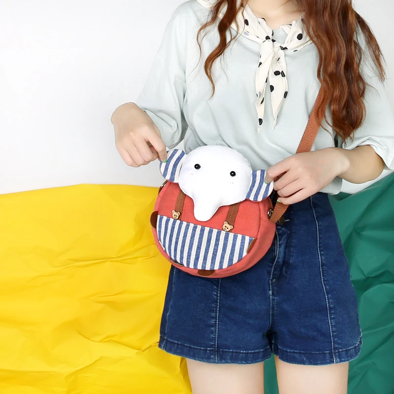 Crossbody female new cartoon cute small bag ins wild student canvas round | Багаж и сумки