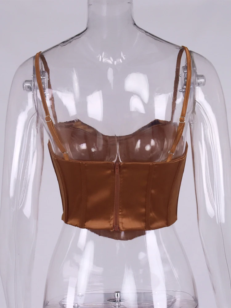 Женский атласный корсет NewAsia облегающий топ на бретельках с подкладкой 2 слоя