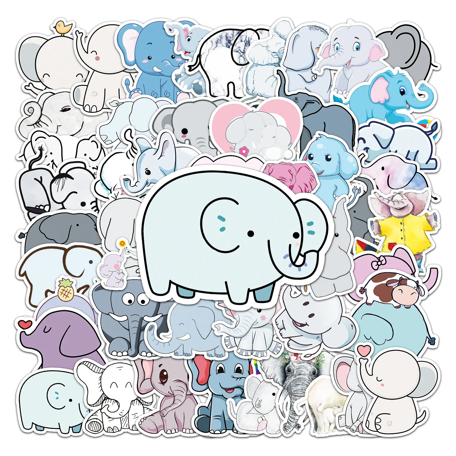 

10/30/50PCS Elephant Personality Cute Cartoon Animal Graffiti Waterproof Sticker Suitcase Notebook Refrigerator Helmet Wholesale