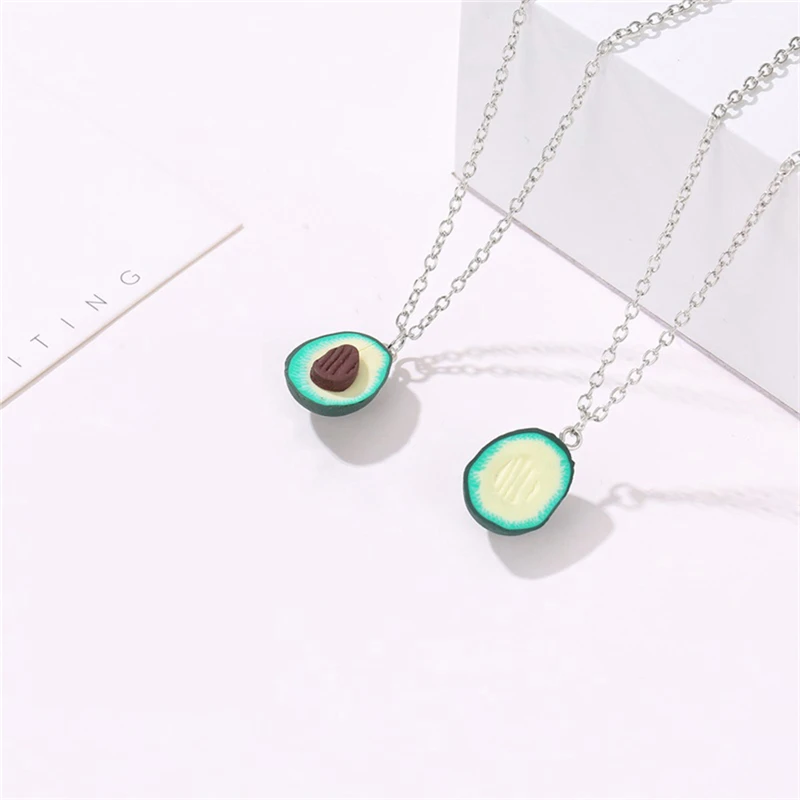 Модное ожерелье из авокадо и глины в форме сердца камень кулон цепочка для женщин