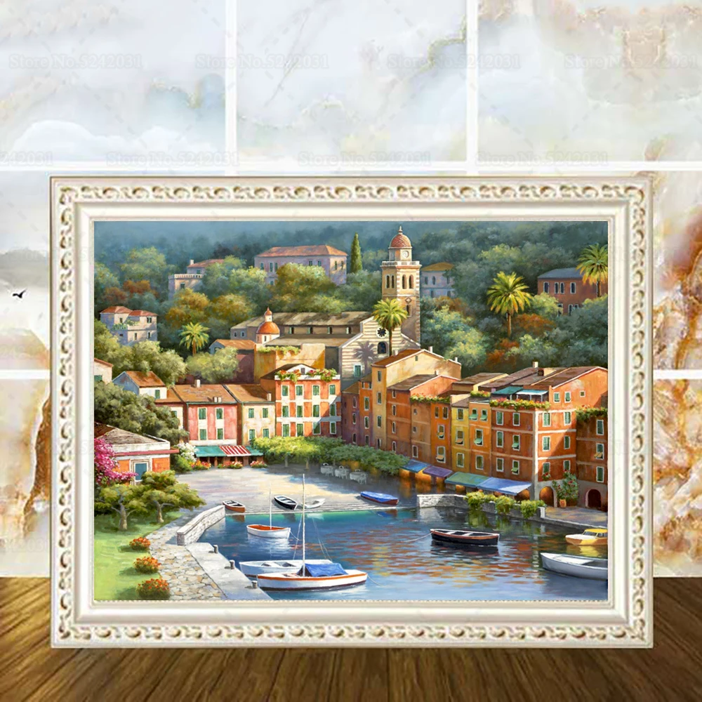 Картина с бриллиантами в Европейском стиле полная дрель Венеция маленький город
