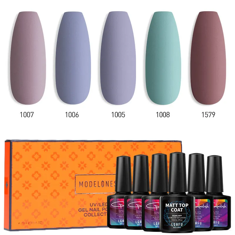 Modelones 6 шт./лот Матовый УФ-гель для ногтей с коробкой упаковки дизайна матовый топ