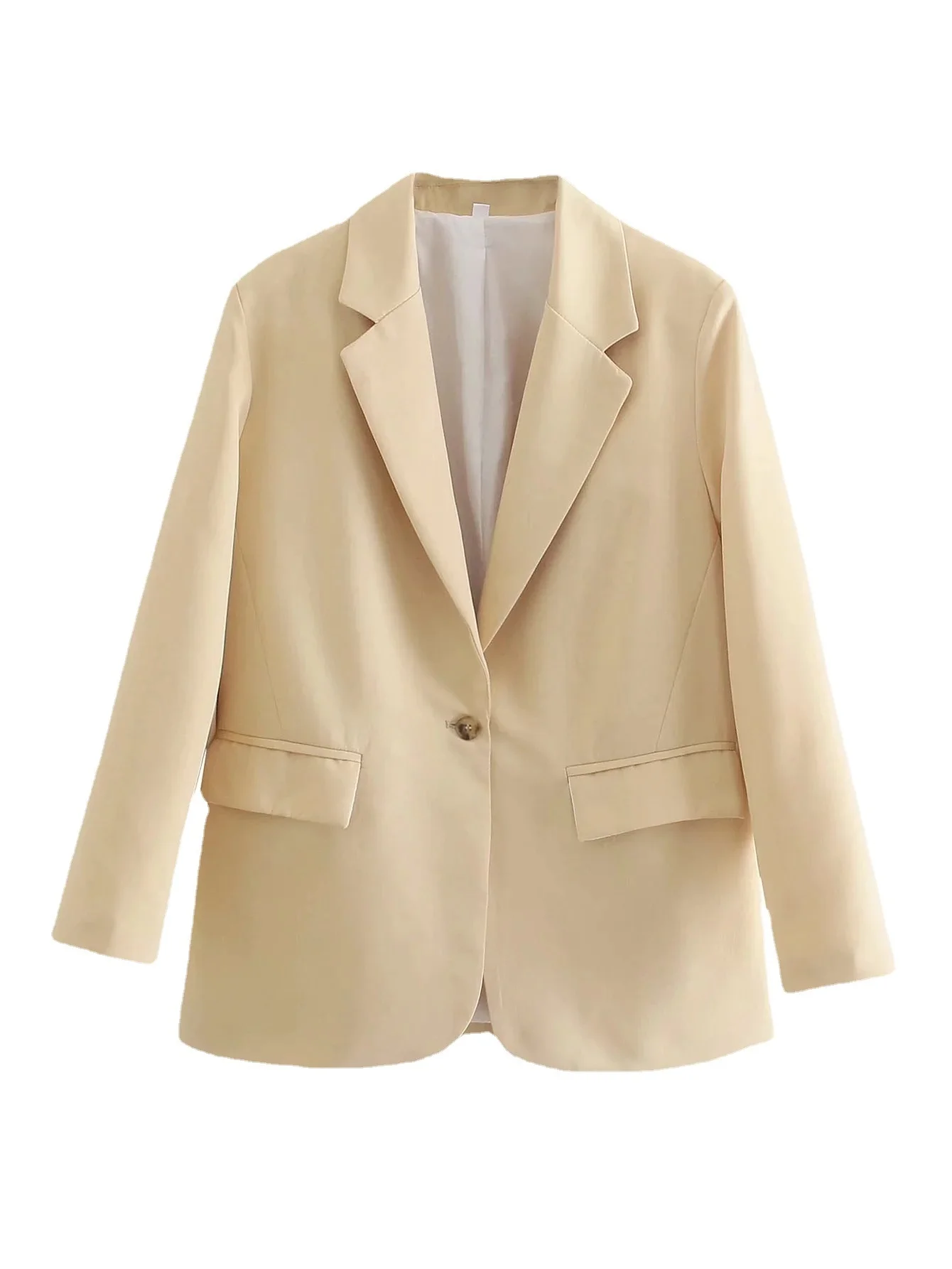 

Women's casual suit jacket 2021 new European and American fashion one-button mid-length pocket loose suit