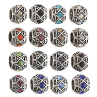 10pcs 10mm tibetan silver crystal metal charms loose big hole beads