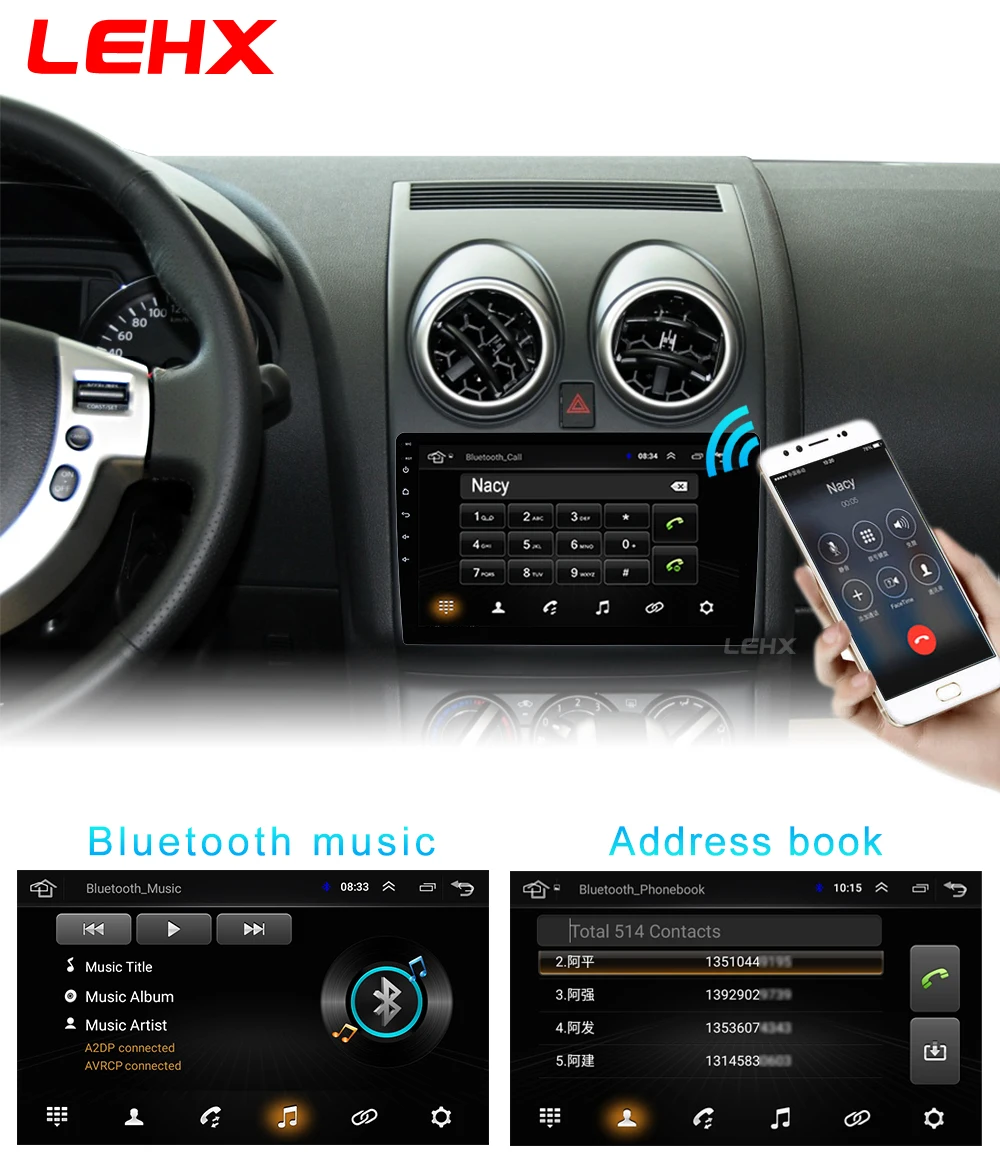 LEHX 2 Din Android 8,1 Автомагнитола центральный мультимидиальный плеер навигация gps для Nissan Qashqai 1 J10 2006-2013 2G+ 32G Автомагнитола