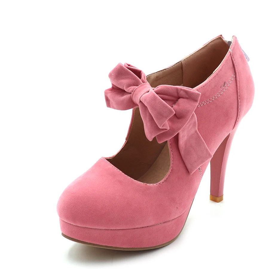 ENMAYLA весенние туфли из флока на высоком каблуке женские платформе с бантом