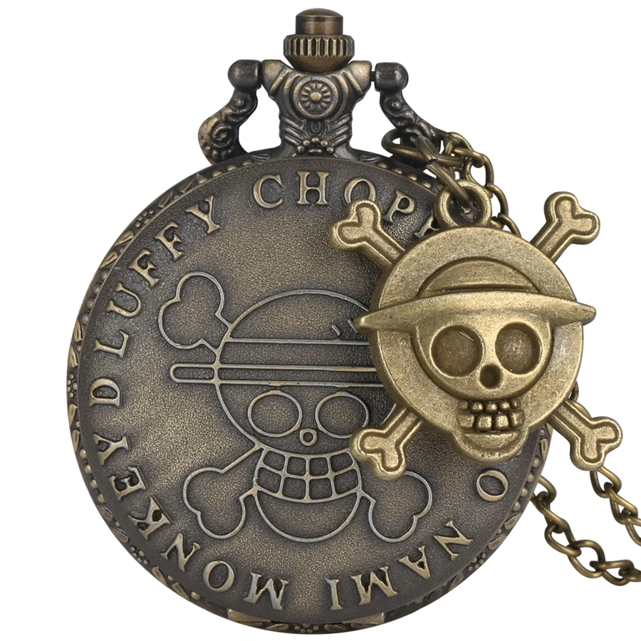 

Pirate Skull Luffy One Piece Quartz Pocket Pendant Watch Men's Women's Clock Gift Cool Cosplay for Children reloj with Accessory