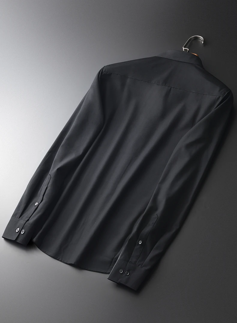 

Luxury Contrast Color Silk Fabrics Long Sleeve Mens Dress Shirts Plus Size 4xl Slim Business Casual Man Shirt
