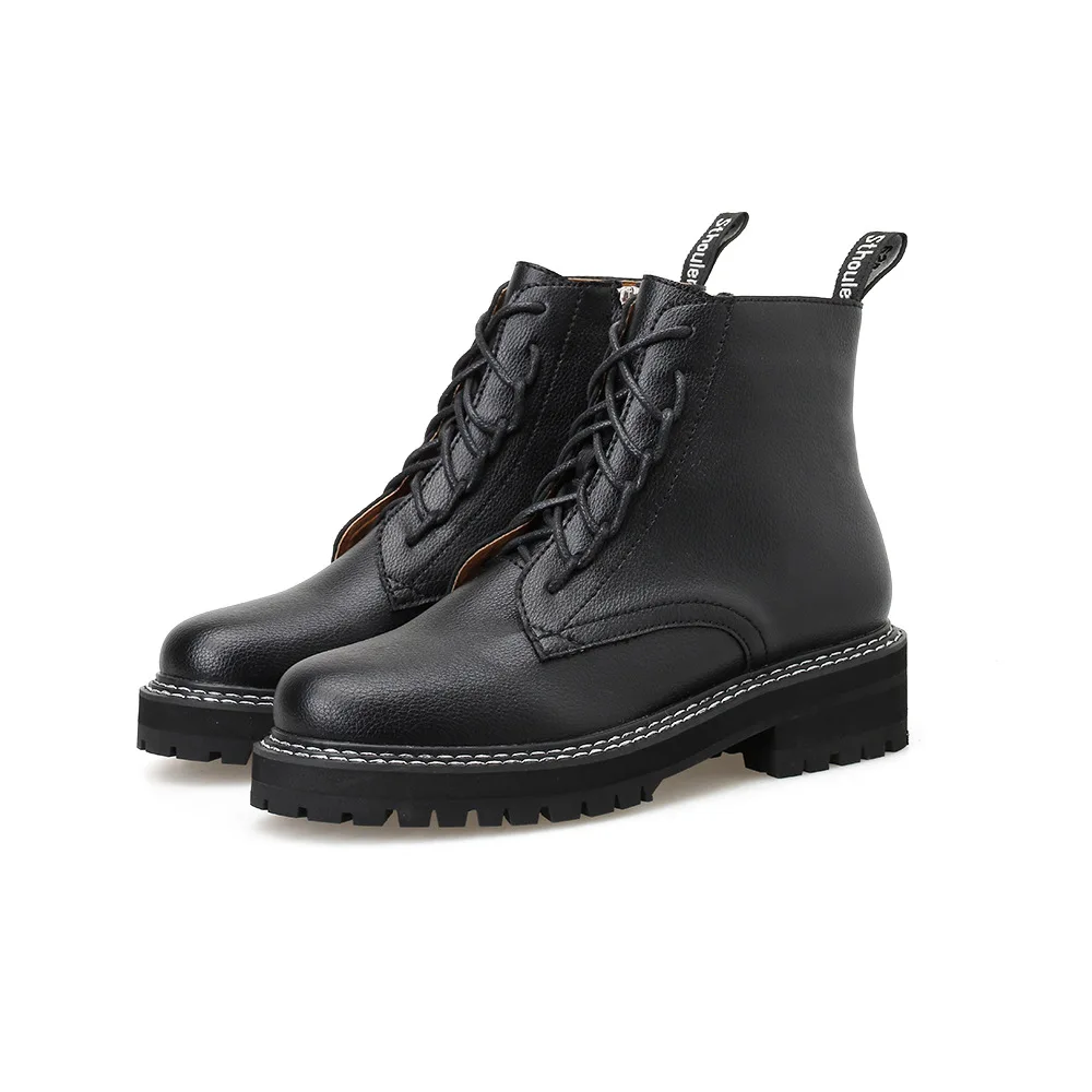 

Boots Female women shoes Ankle 2020 Autumn British Wind Genuine Leather Thick With Short Boots Motorcycle Martin shoes