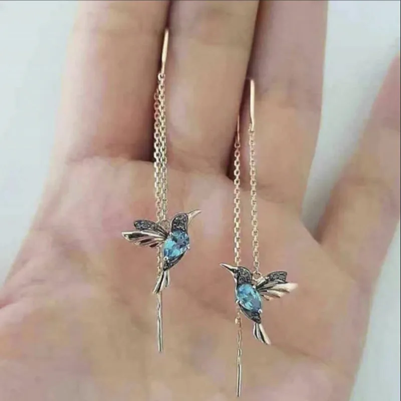 

Mifeiya Trendy Long Drop Earrings Bird Pendant Tassel Crystal Pendant Earrings Ladies Jewelry for Anniversary Party Wedding