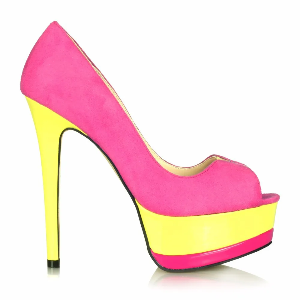 Женские туфли на очень высоком каблуке Minan розово-красные 16 см модные