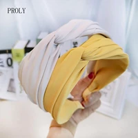 proly new fashion womens hairband fresh solid color headband cross knot casual turban girls adult hair accessories