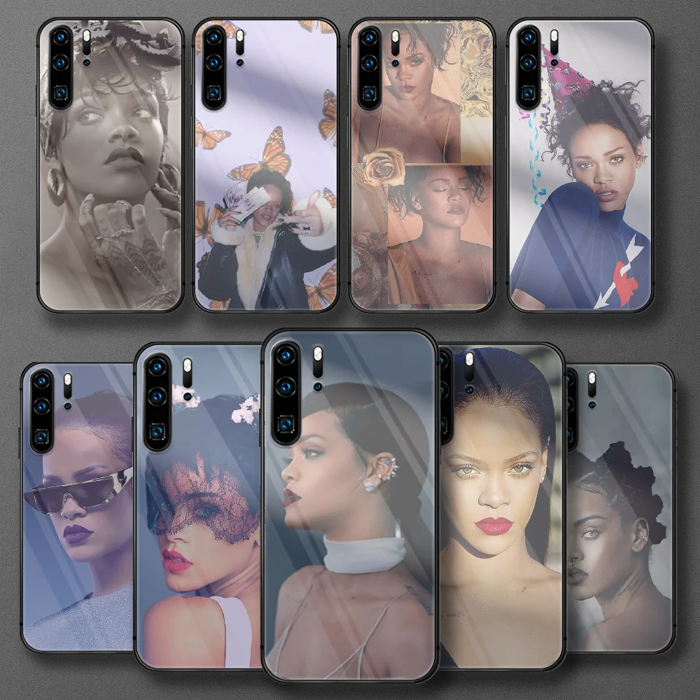 

Singer Gril Rihannas Tempered Glass Phone Case For Huawei Honor P 7 8 9 10 20 30 40 50 A X I Pro Lite Cover Cover Trend Etui