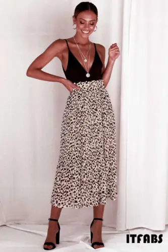 Модные женские юбки с леопардовым принтом летние модные повседневные миди