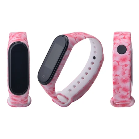 Mi band 3 4 ремешок Камуфляжный силиконовый универсальный ремешок для Xiaomi mi Band 4 3 band 4 Band 3 браслет с мультяшным принтом из ТПУ - Цвет: Pink flower