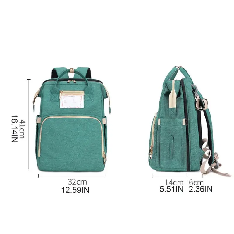 

2 IN 1 Folding Crib Backpack Multifunctional Large-Capacity Diaper Bag H8WD