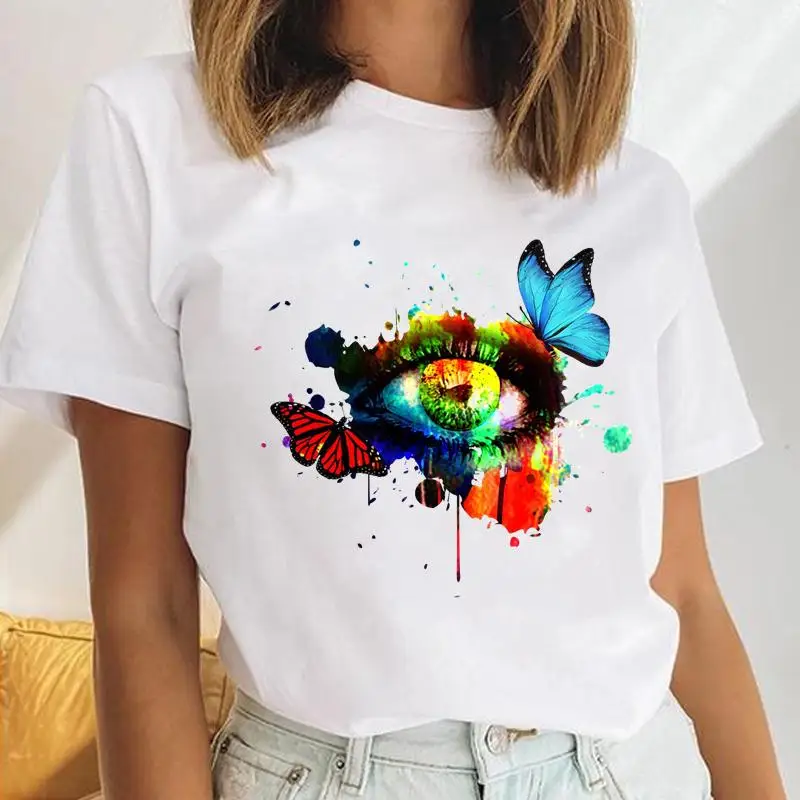 Футболка женская с рисунком стрекозы Повседневная рубашка в стиле 90-х акварелью