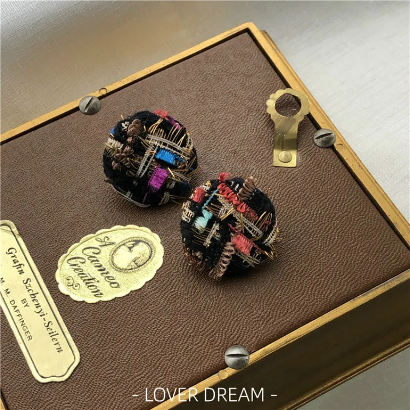 Корейские ретро серьги на пуговицах для женщин и девочек цветные осенние зимние