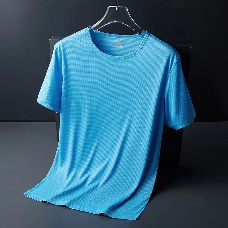 

Dad Short Sleeve T-shirt Summer Middle Aged Man Ice Silk Quick Dry Solid Half Sleeve T-shirt Middle Aged And Old Men's Top
