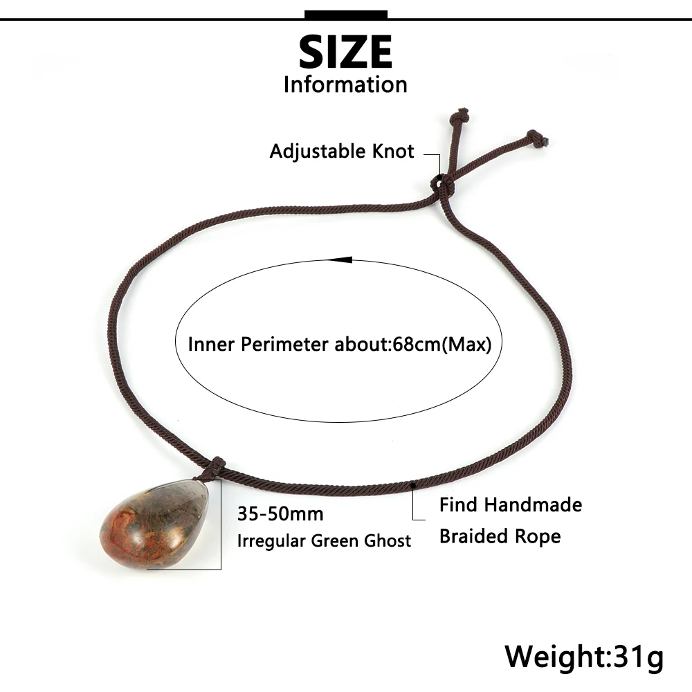 Женское и мужское ожерелье с подвеской в виде зеленого призрака из натурального