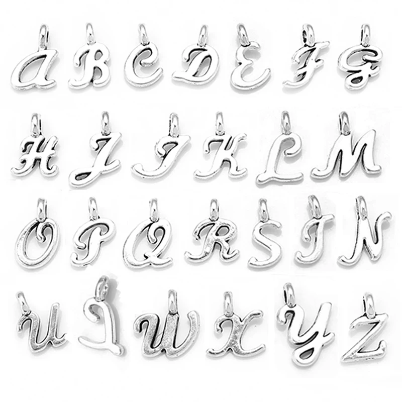 

26pcs 26 English Alphabet A-Z Letters Charms Zinc Alloy Metal Pendant DIY Handmade Jewelry Craft Bracelet Fashion Jewelry Making
