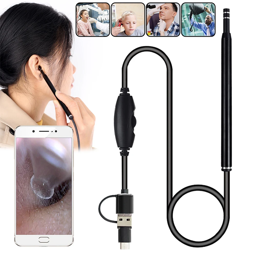 Otoscope Digital Medico 3 in 1 Usb Ent Cleaning Endoscope  for Type c Android Phone PC Windows 5. 5mm Lens