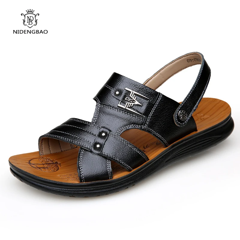 2023 New Men Sandals Split Leather Men Beach Shoes Roman Men Casual Shoes Men Slippers Sneakers Summer Outdoor Shoes Flip Flops